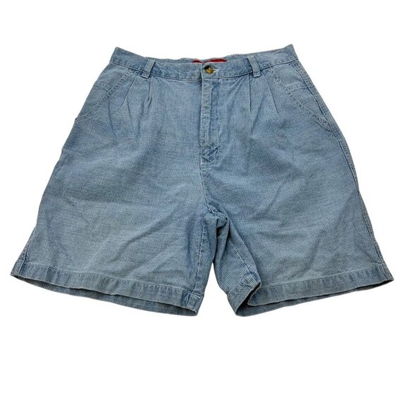 Gloria Vanderbilt Women’s Pleated Front Denim Shorts Striped Size 8 - Picture 1 of 9